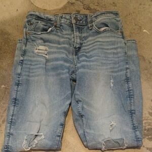 American Eagle Outfitters Women's Light Blue Distressed Jeans